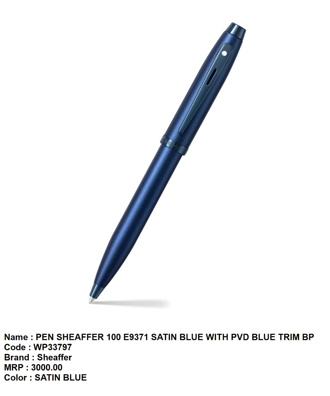 Pen sheaffer 100 E9371 satin blue with pvd blue trim bp